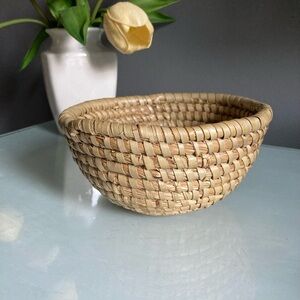 Woven Coiled Tan Natural Fiber Basket